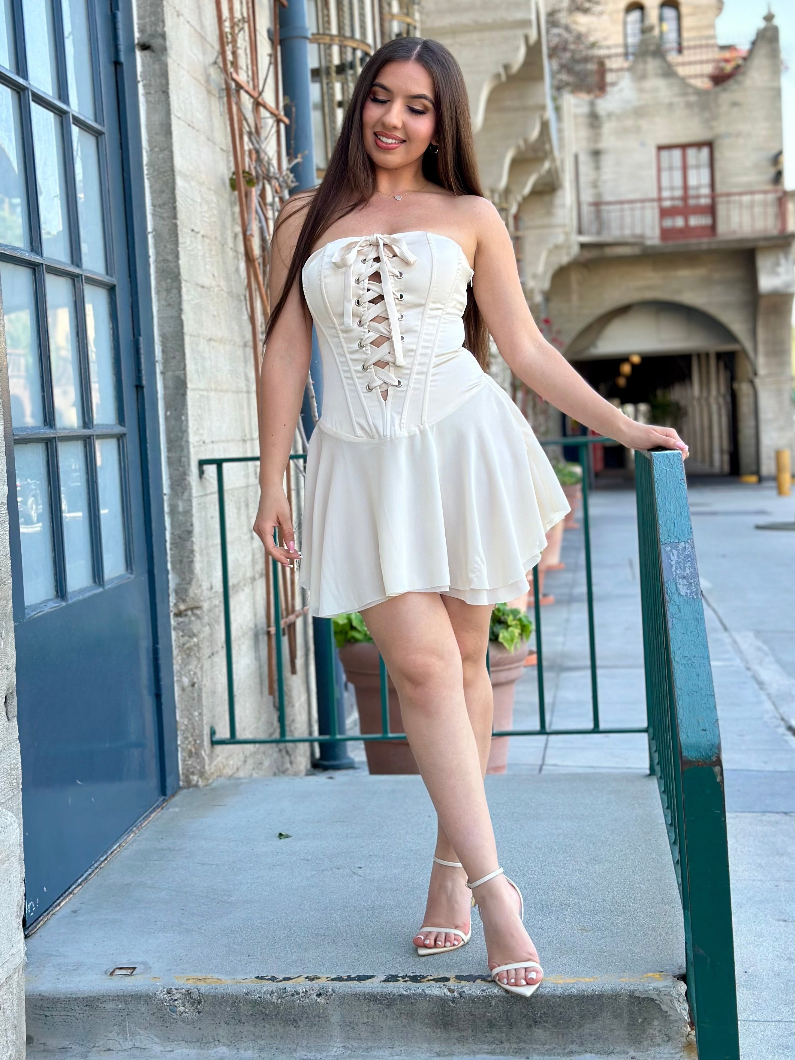 Ballerina Corset Mini Dress (Cream)