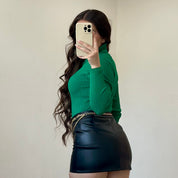 Lisa Ribbed Turtleneck Bodysuit (Green)