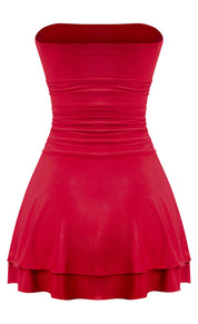 Naylea Ruffled Mini Dress (Red)