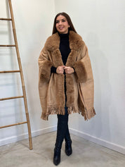 Jana Suede Fur Shawl (Brown)