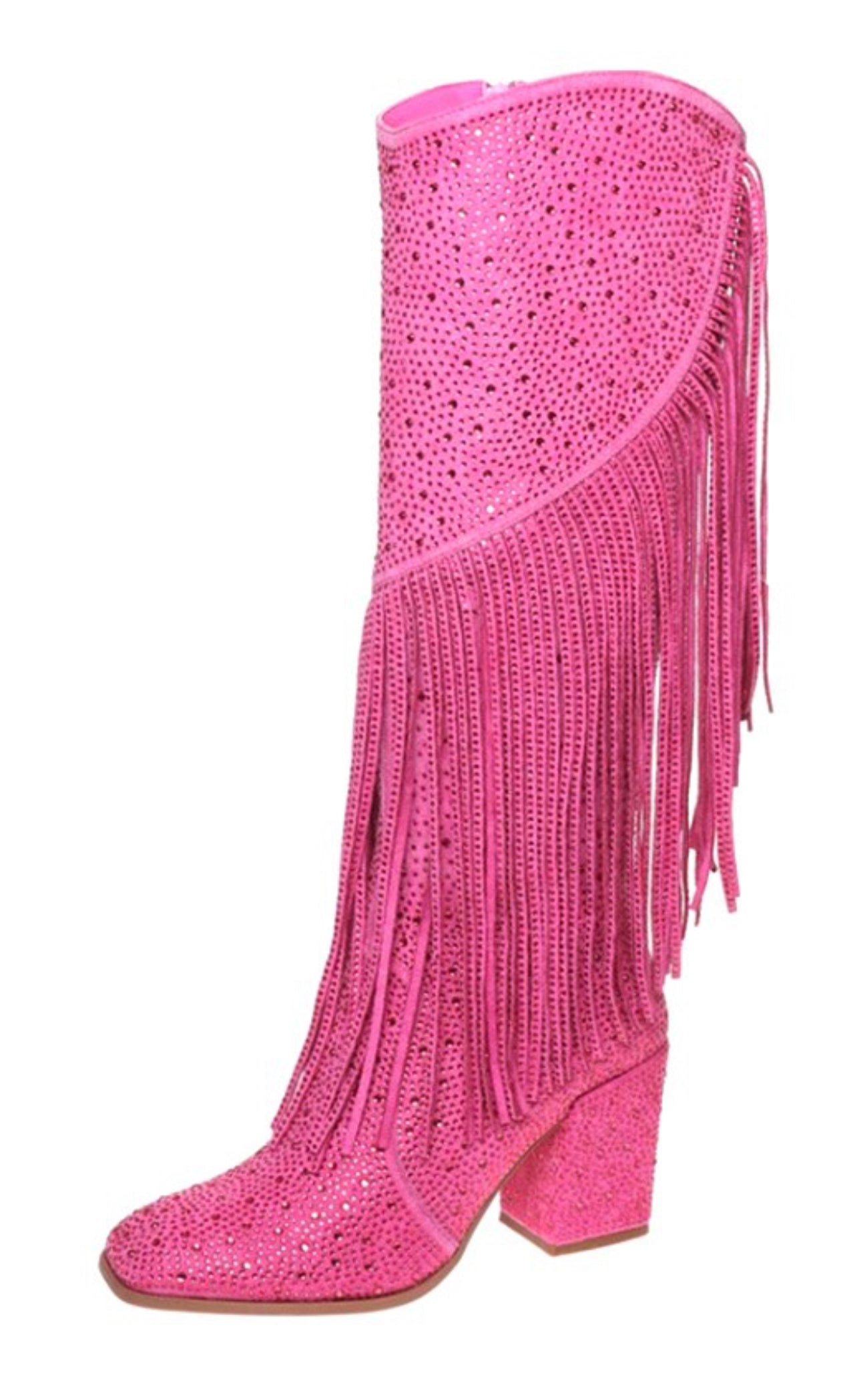 Ella Baila Sola Embellished Fringe Boots (Fuchsia)