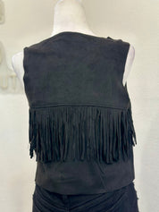 Suede Fringe Vest (Black)