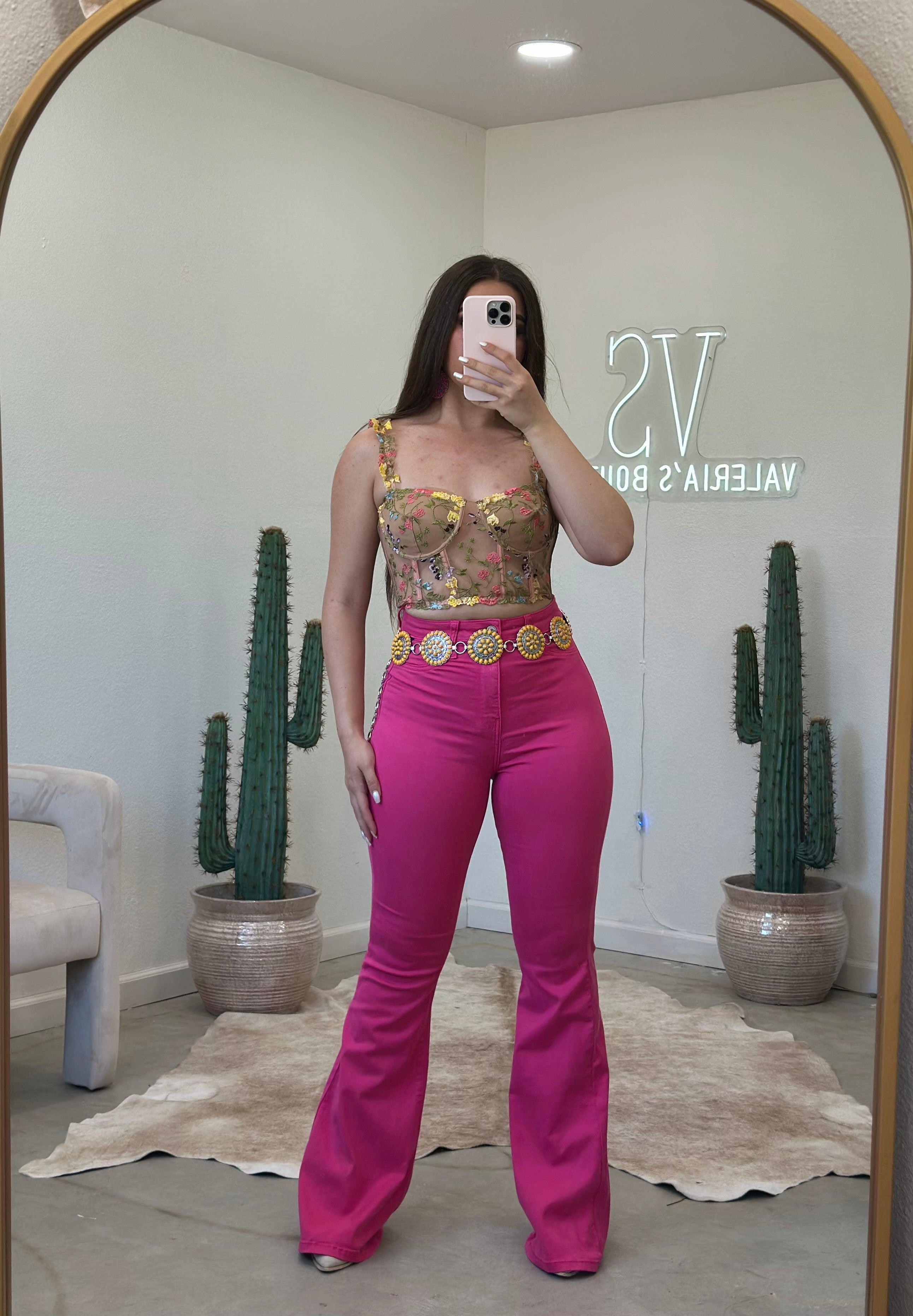 Raspberry High Rise Flare Jeans