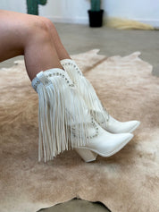 Bandida Fringe Cowgirl Boots (White)