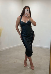Temptation Leather Midi Dress : PREORDER: ships out after 11/14