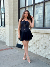 Ballerina Corset Mini Dress (Black)