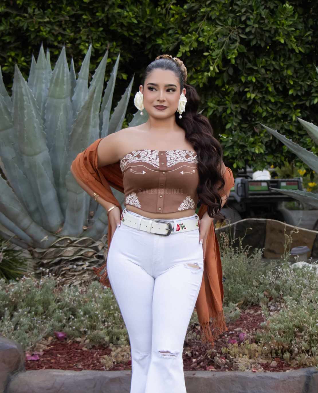 Mi Charro Y Yo Embroidered Top (Brown)