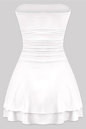 Naylea Ruffled Mini Dress (White)