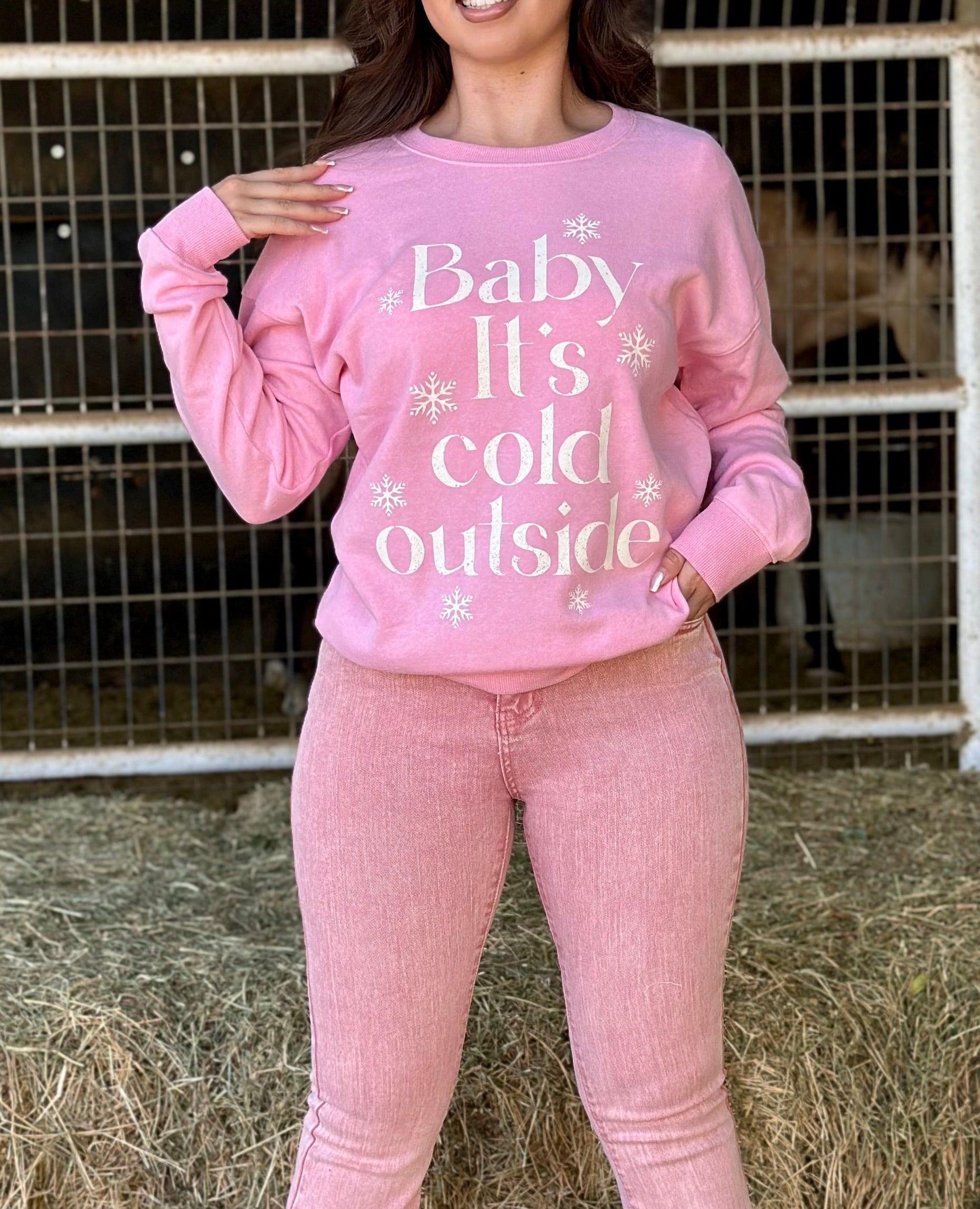 Baby It's Cold Outside Sweatshirt (Pink)