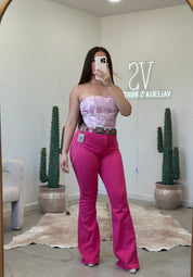 Raspberry High Rise Flare Jeans