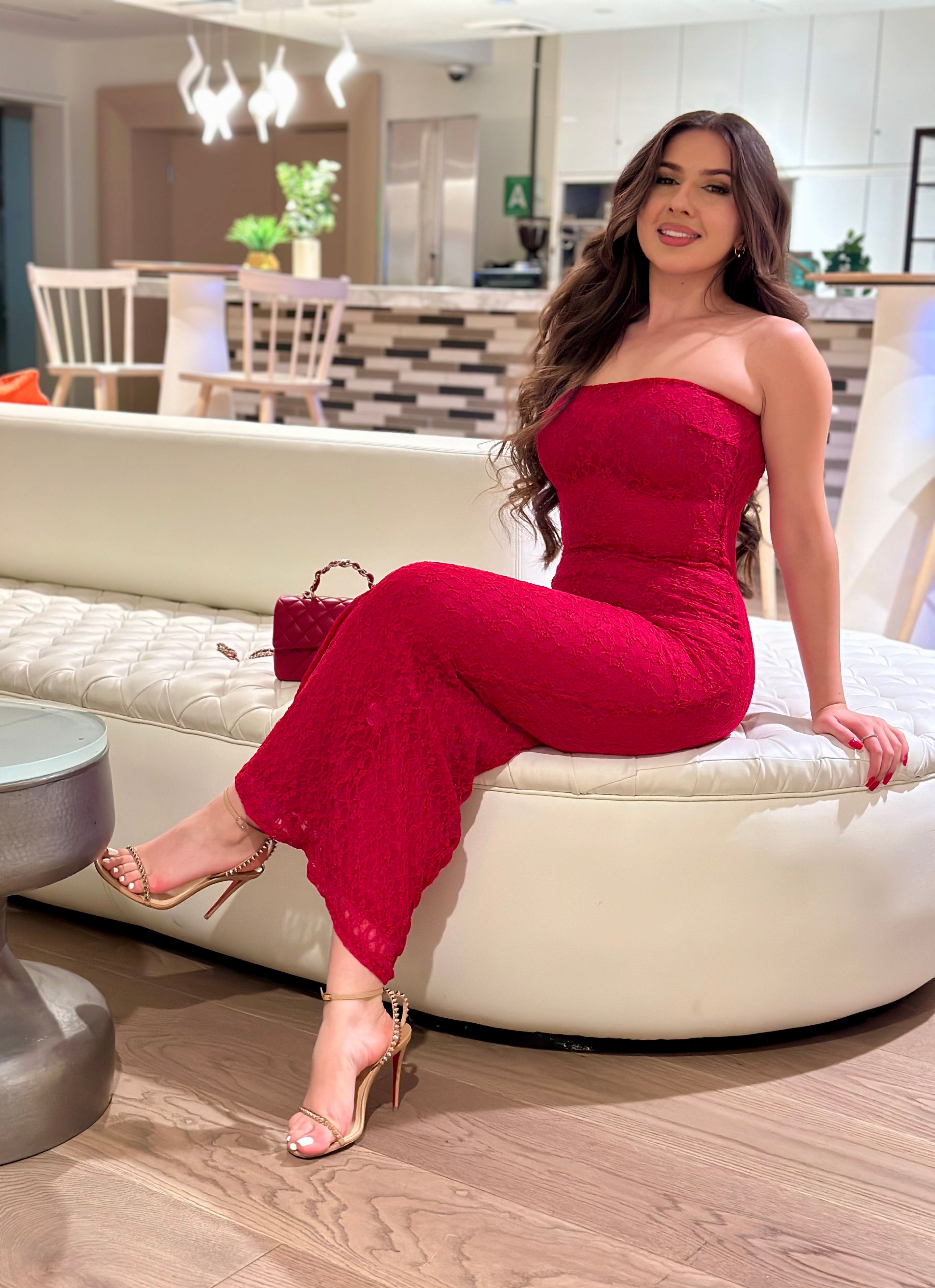 Lady In Red Lace Maxi Dress