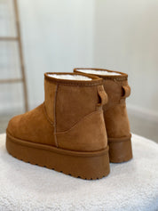 Brigham Suede Platform Booties (Camel)