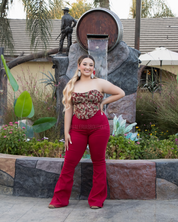 Muchacha Alegre High Rise Flare Pants (Burgundy)