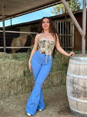 Muchacha Alegre High Rise Flare Pants (Sky Blue)