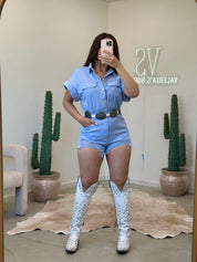 Janessa Denim Romper (Light Blue)