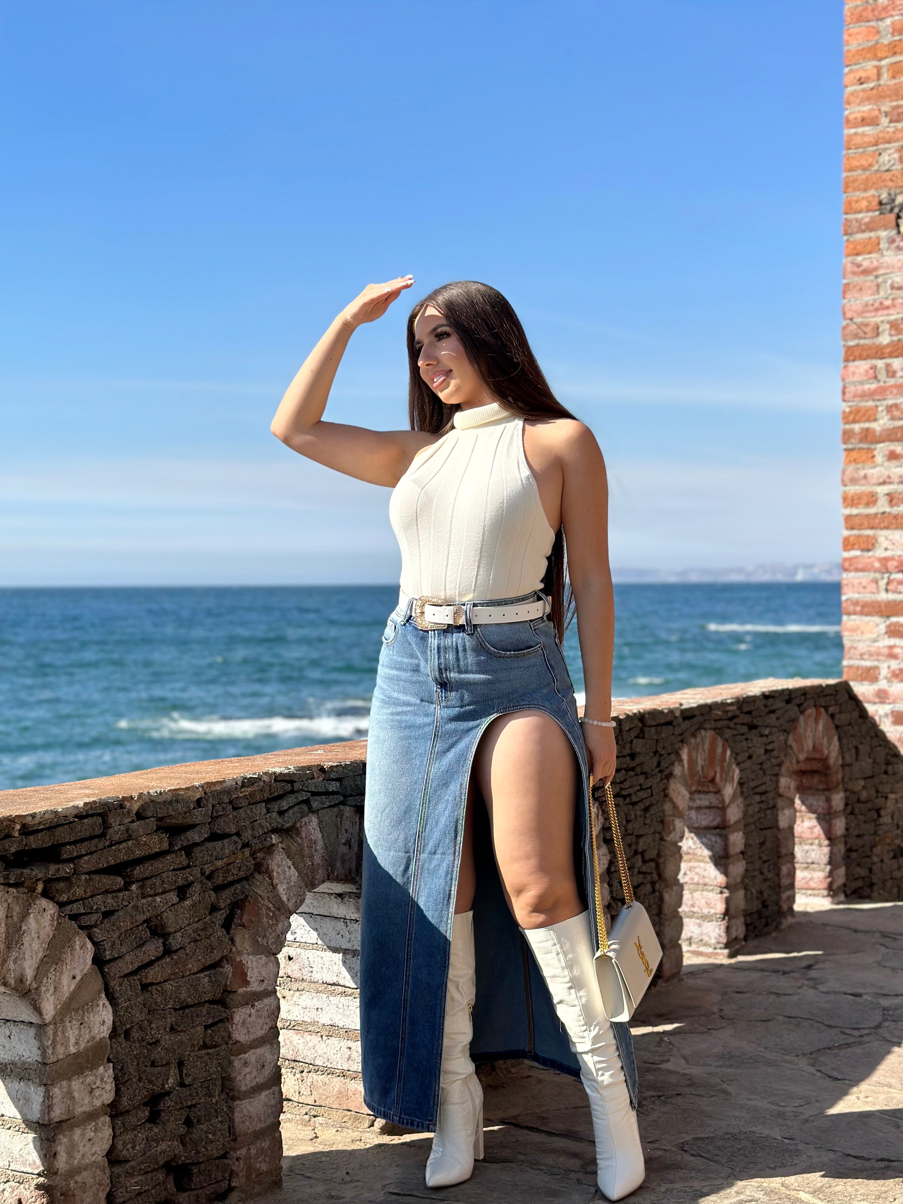 Valle Slit Denim Skirt – Valeria'S Boutique