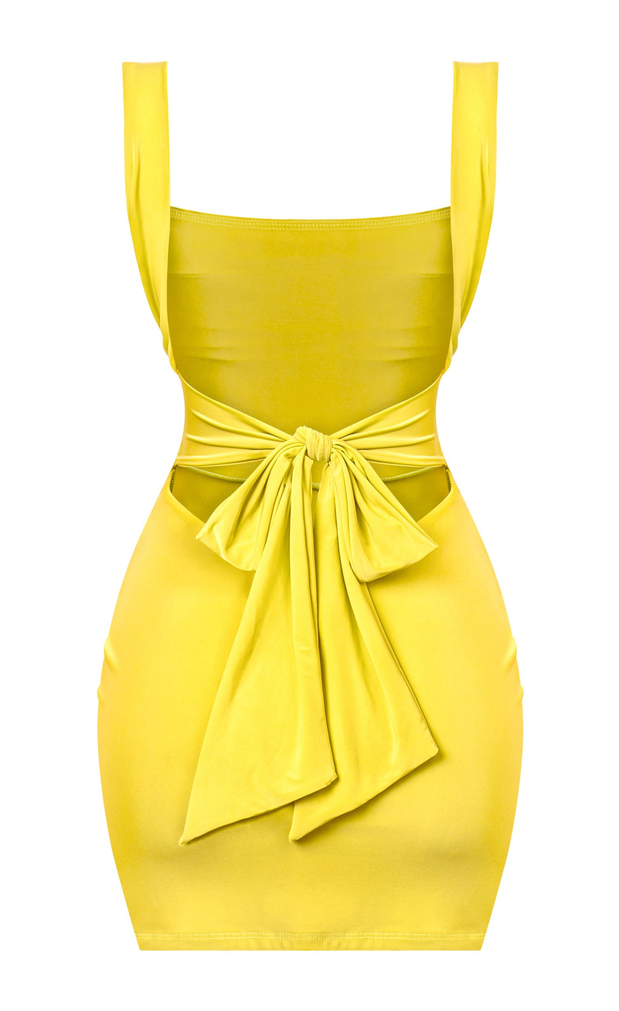 Naylea Slip Square Neck Mini Dress (Yellow)