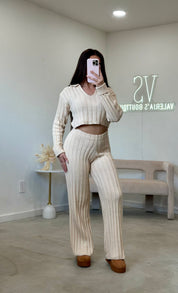 Aiza Knit Pant Set (Cream)