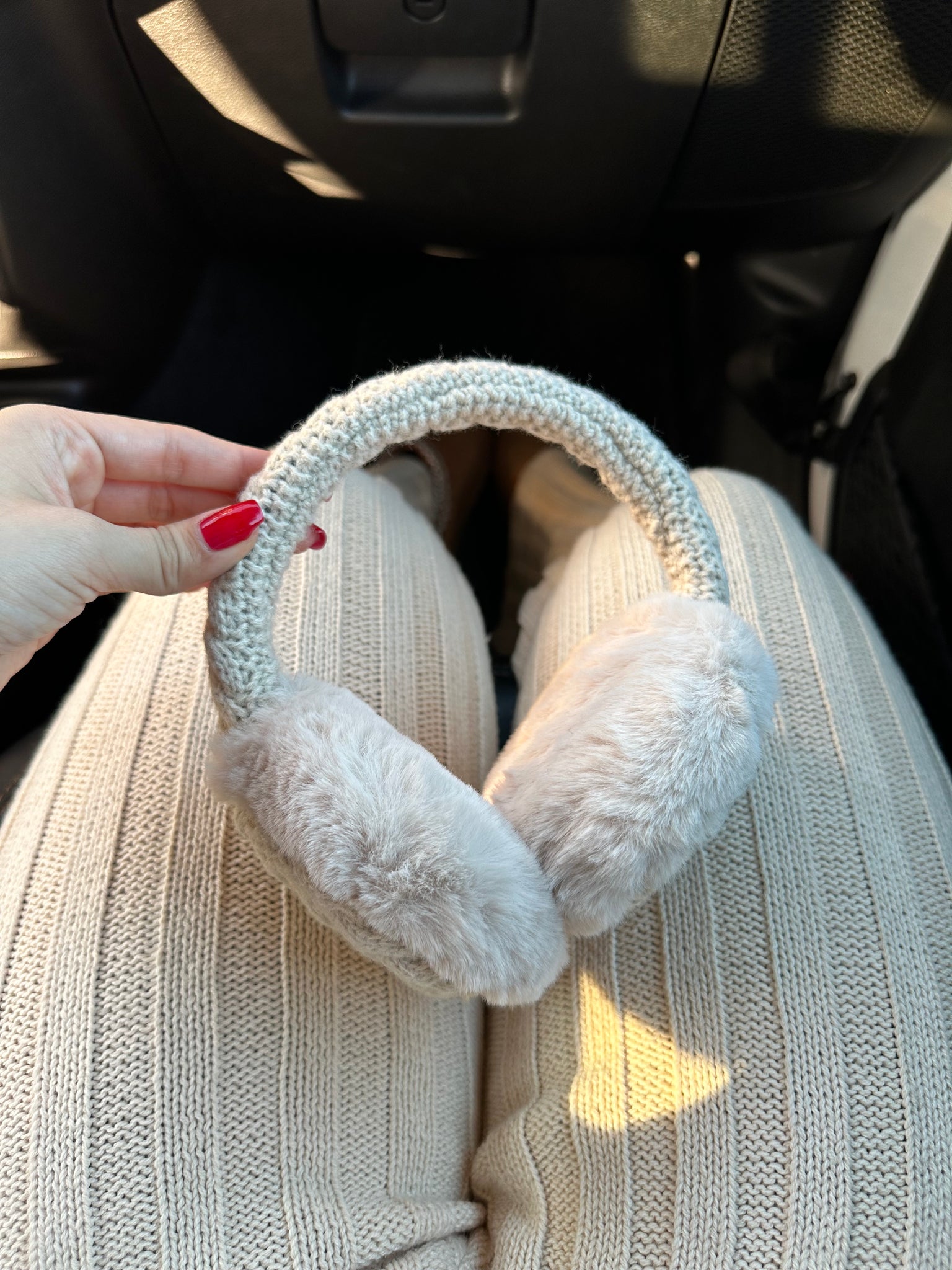 Let It Snow Knit Earmuffs (Taupe)
