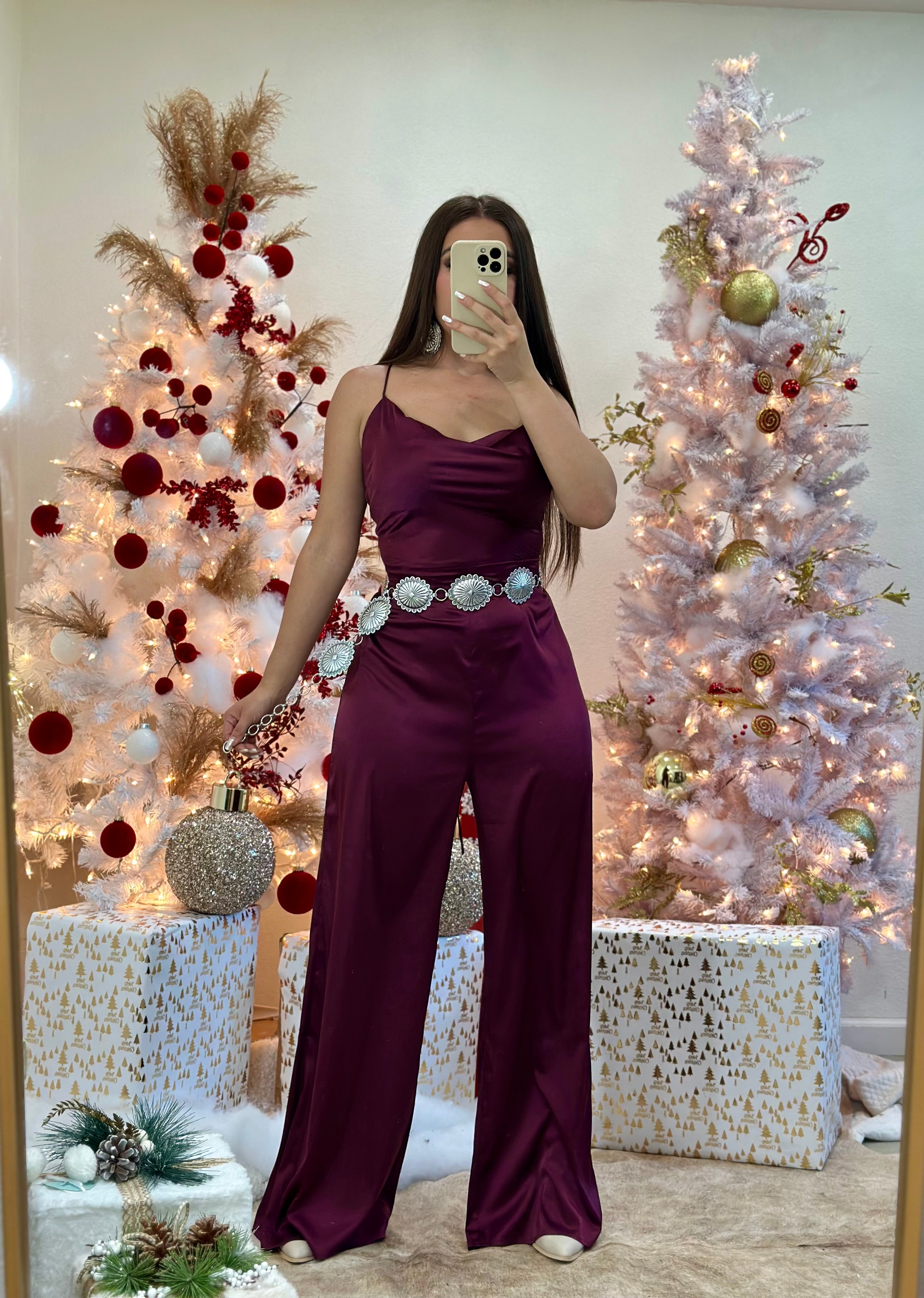 Estella Satin Jumpsuit (Plum)