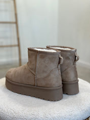 Brigham Suede Platform Booties (Taupe)