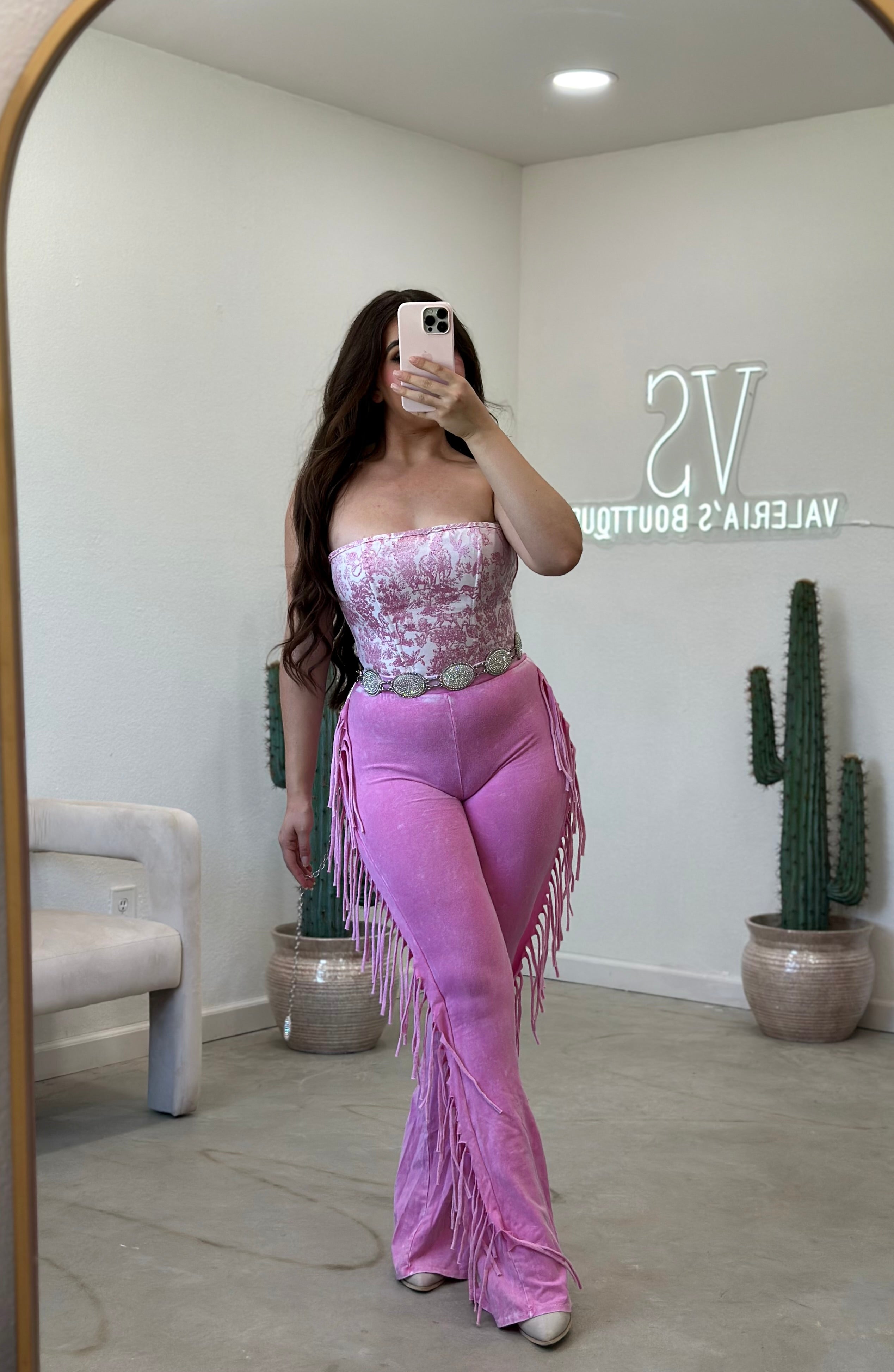 Mely Fringe Pants (Pink)