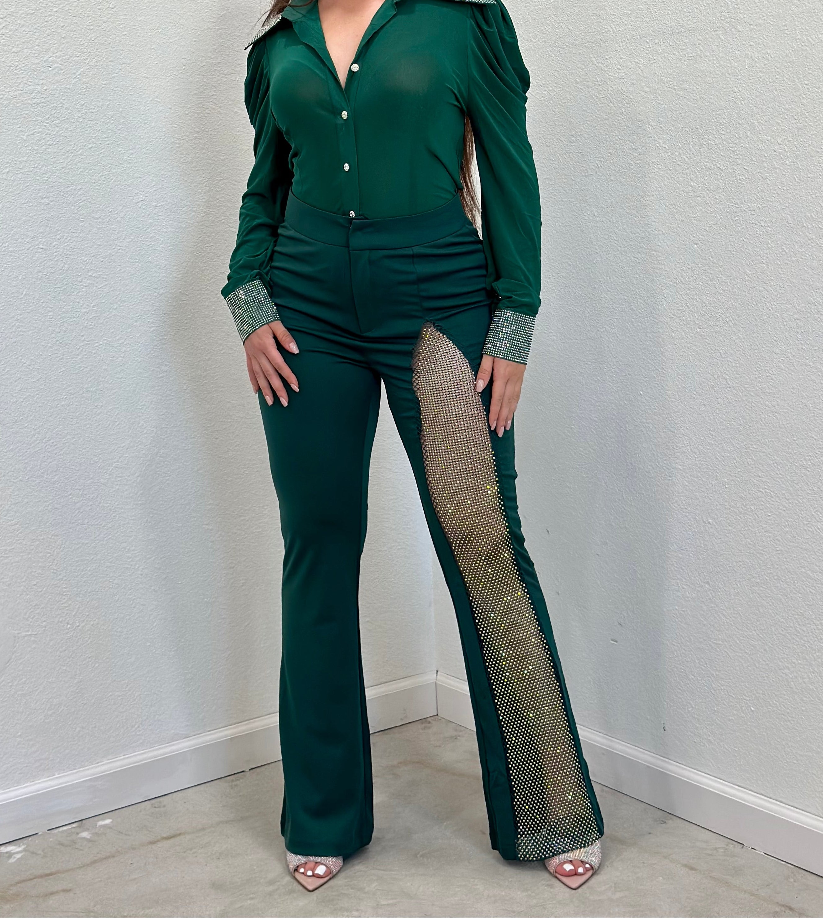 Nerea Embellished Pants (Hunter Green)