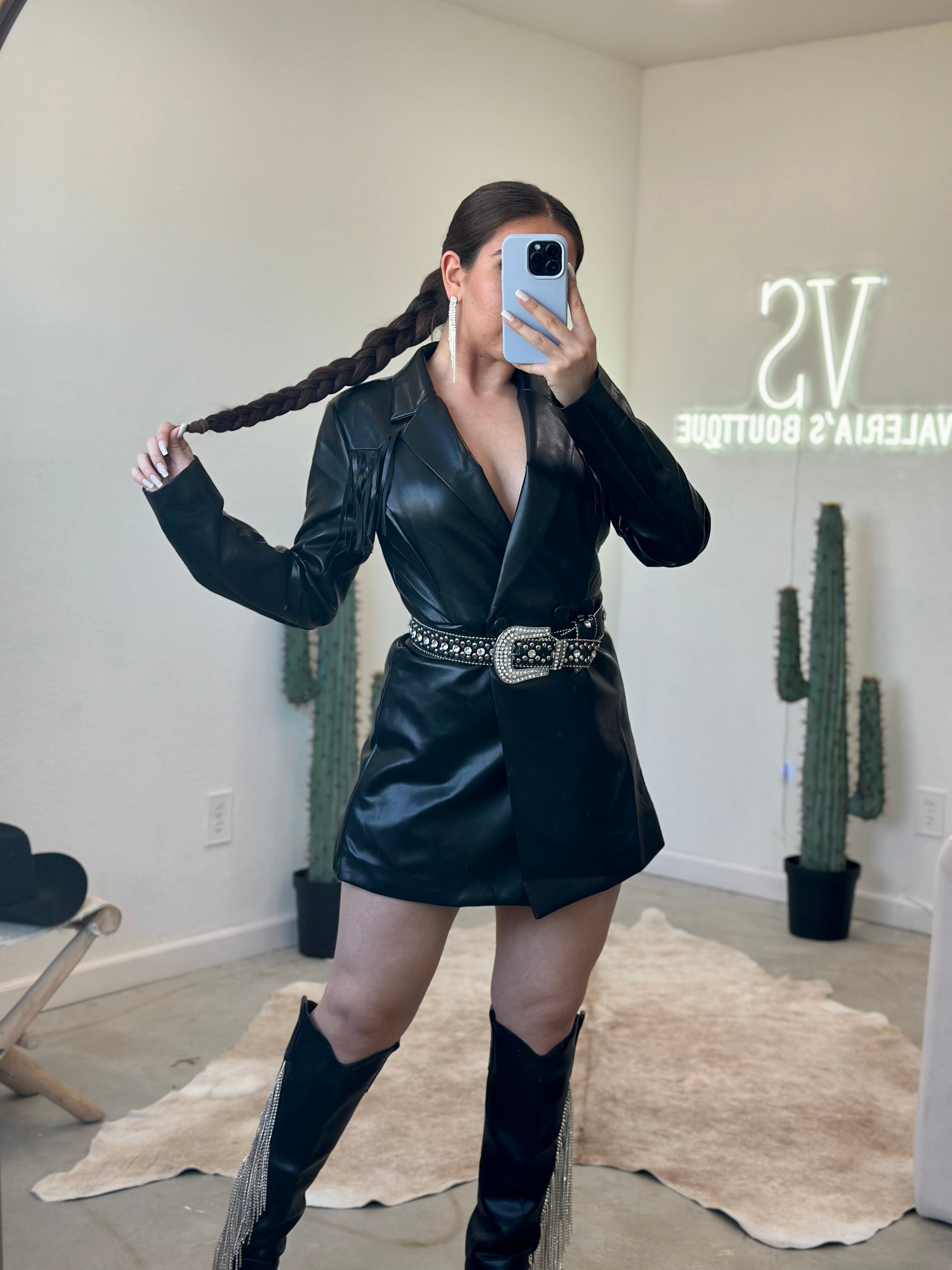 Xena Leather Blazer Romper