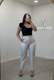 Antoinette Striped Pants (Beige)