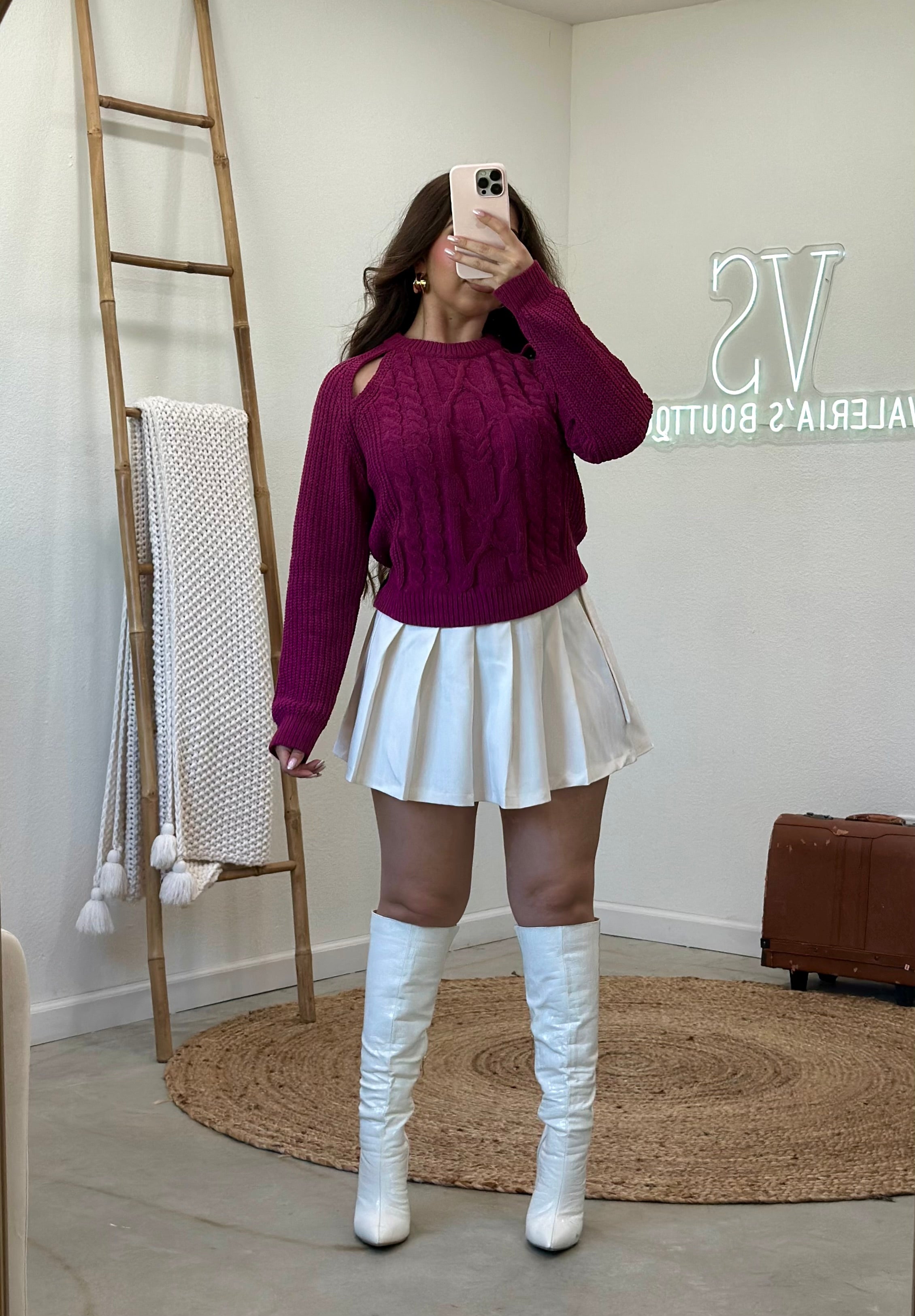 Ash Knit Sweater (Magenta)