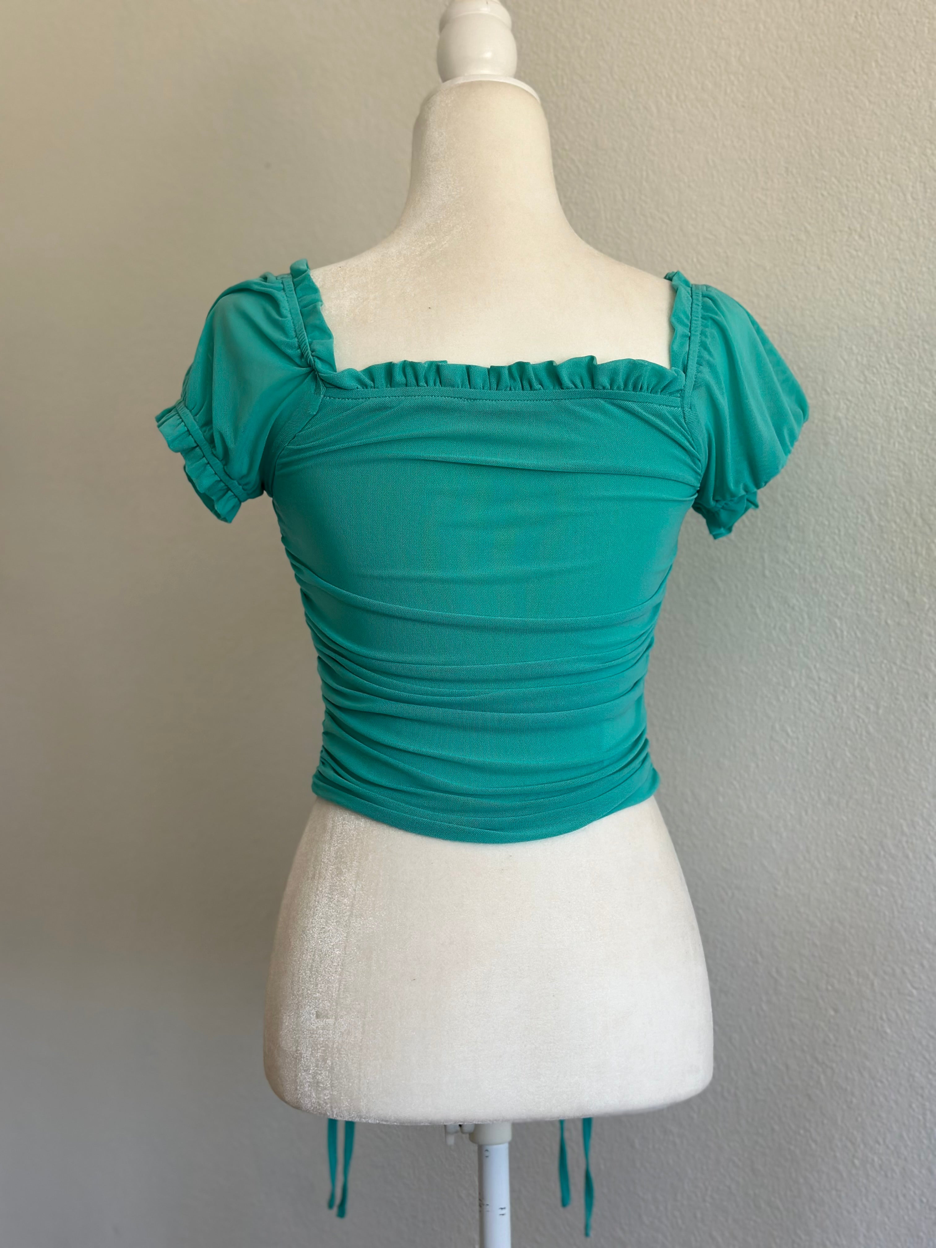 Luci Mesh Crop Top (Turquoise)