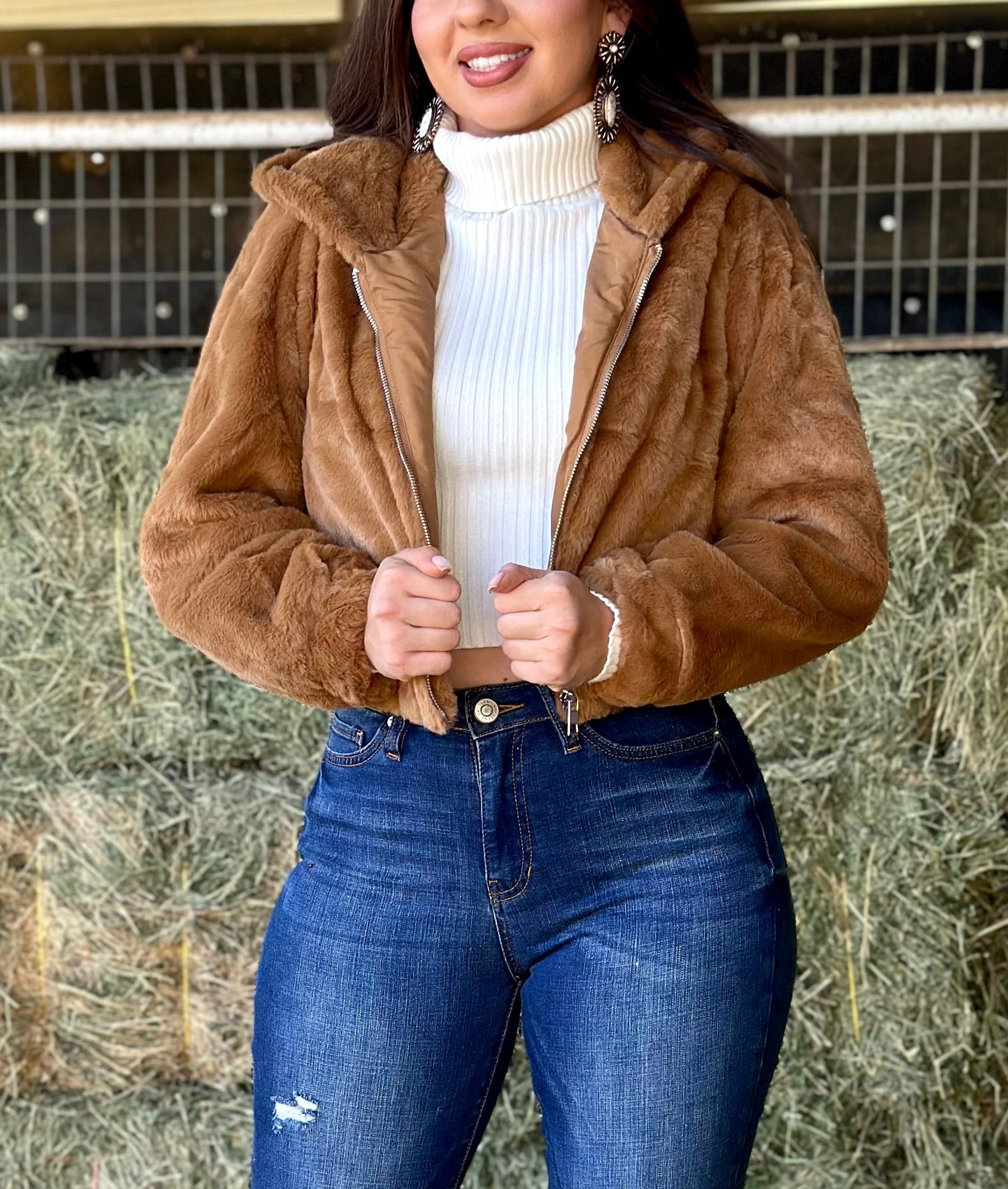 Lindsey Furry Sweater (Camel)