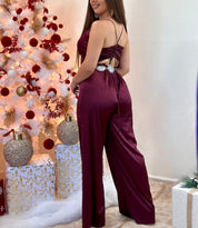 Estella Satin Jumpsuit (Plum)