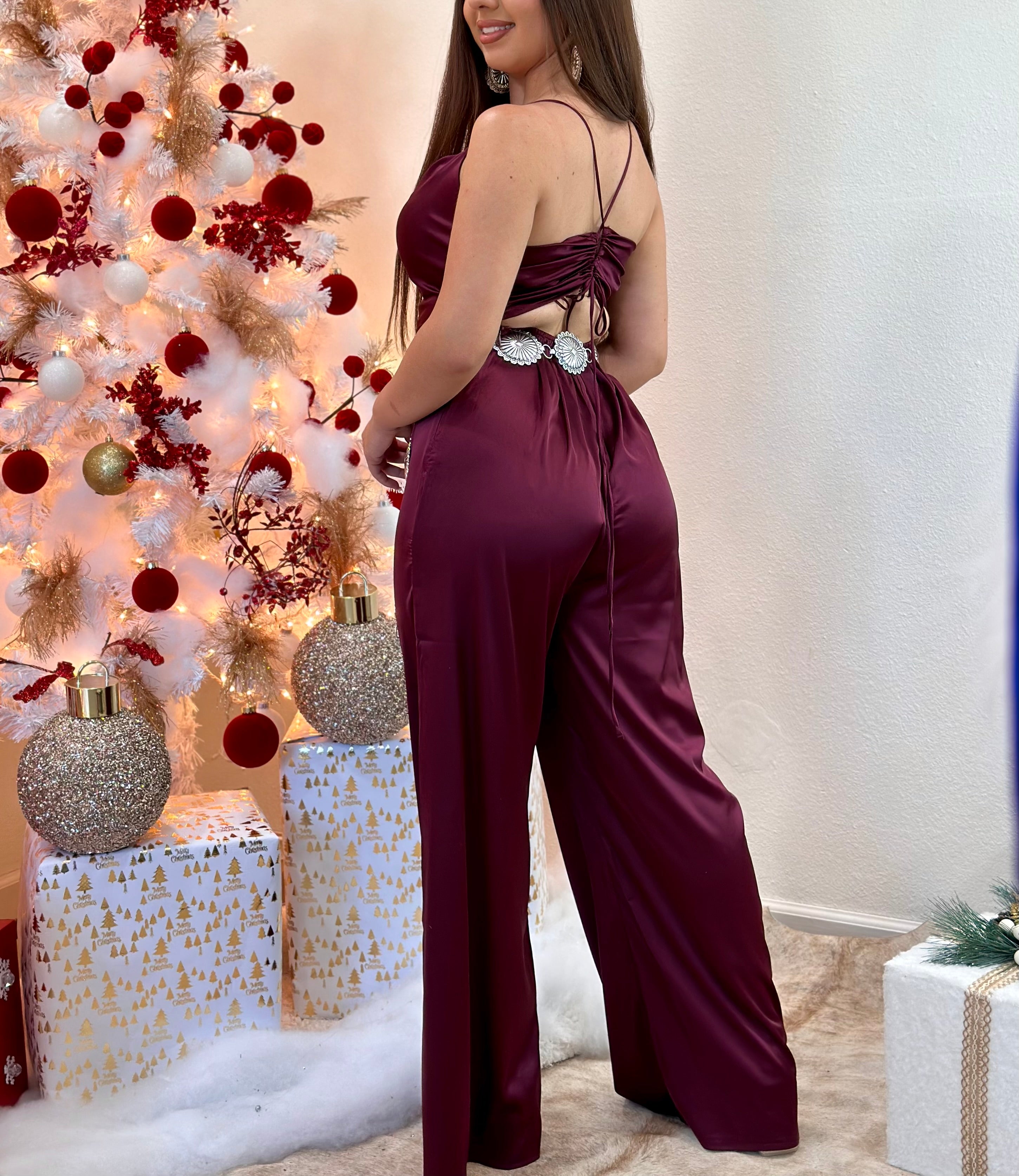 Estella Satin Jumpsuit (Plum)