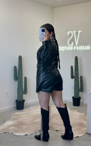 Xena Leather Blazer Romper