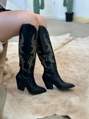 Cazadora Rhinestone Cowgirl Boots (Black)