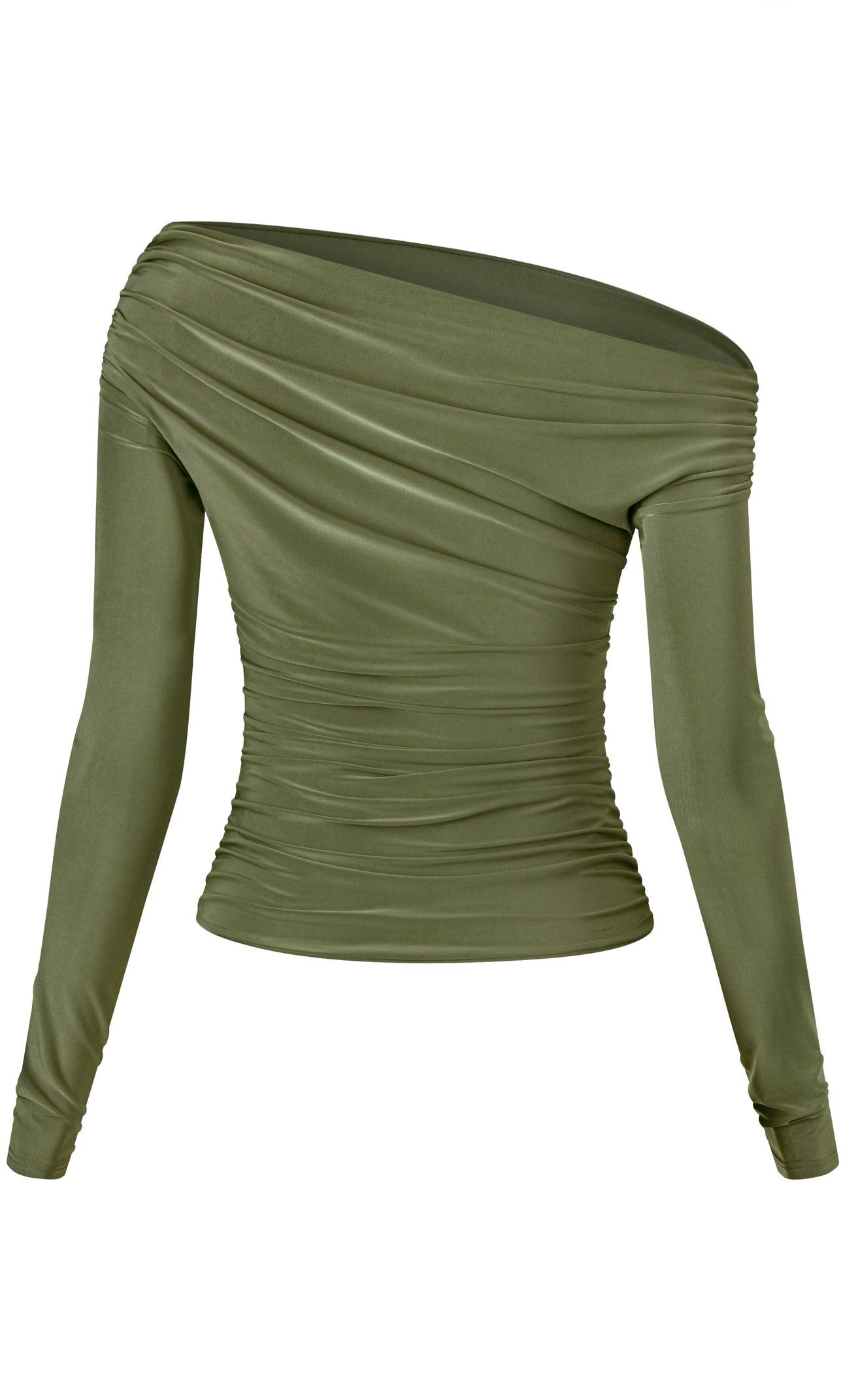 Naylea Asymmetrical Neckline Top (Olive)