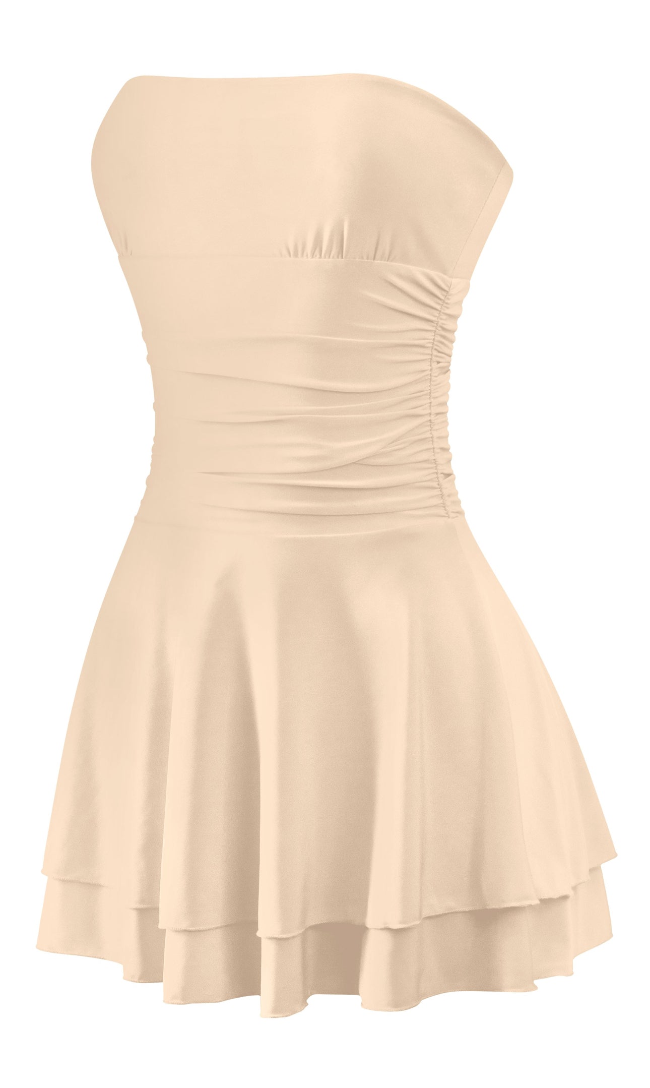 Naylea Ruffled Mini Dress (Taupe)