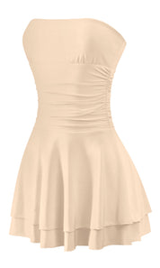 Naylea Ruffled Mini Dress (Taupe)