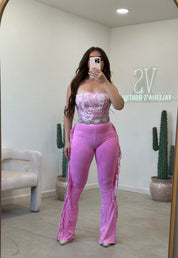 Mely Fringe Pants (Pink)