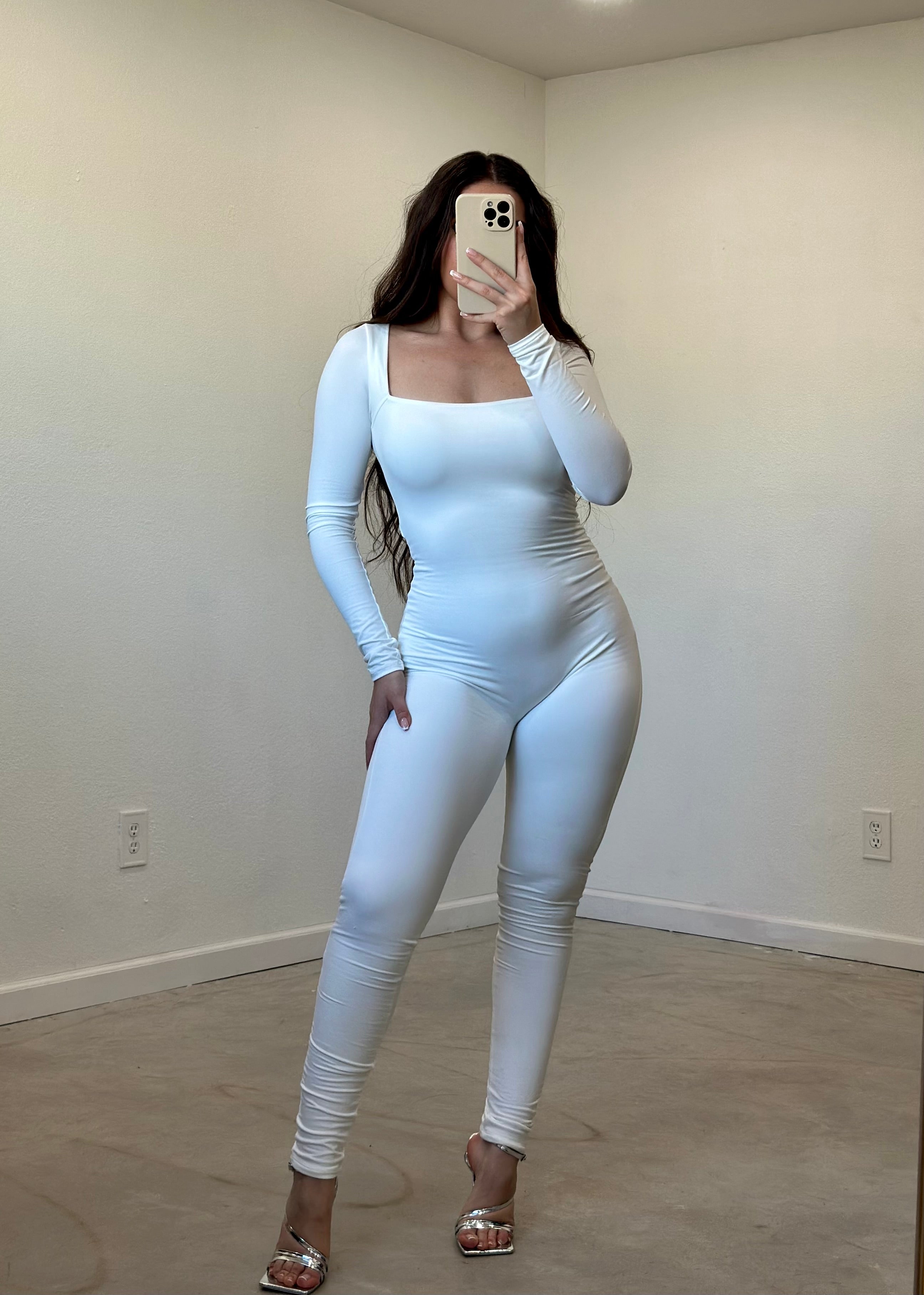 Valerie Long Sleeve Jumpsuit (White)