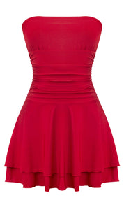 Naylea Ruffled Mini Dress (Red)