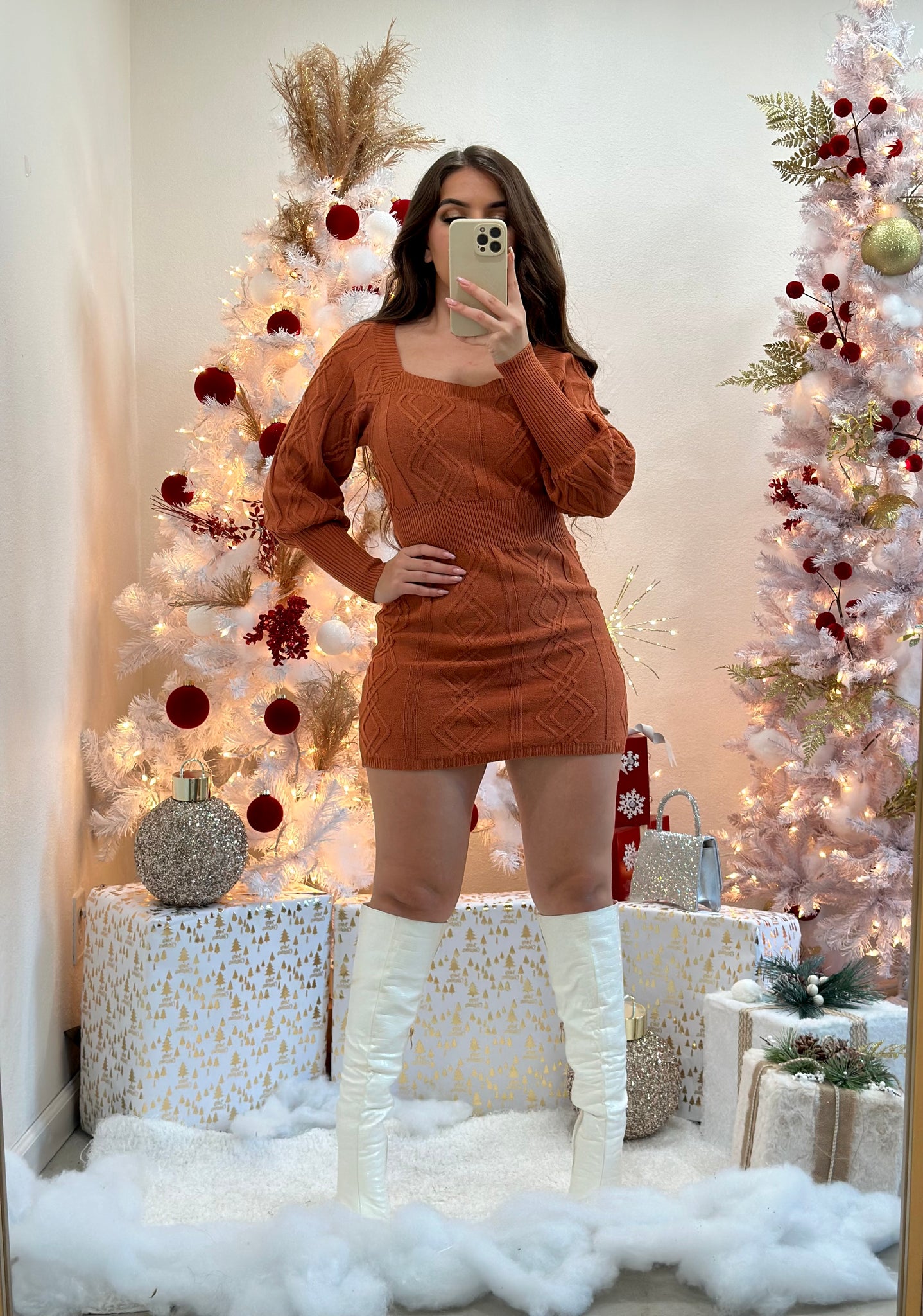 Avery Sweater Mini Dress (Rust) Valeria'S Boutique Avery Sweater Mini Dress (Rust) Valeria'S Boutique