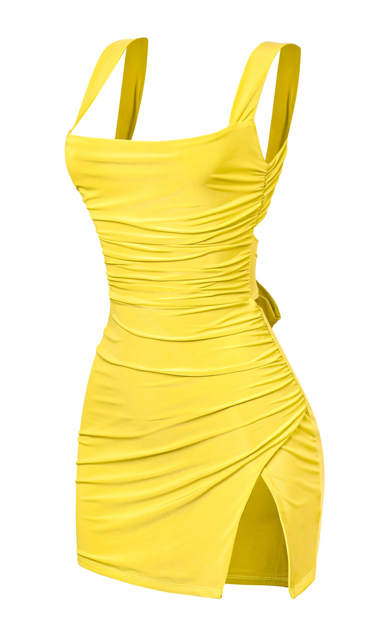 Naylea Slip Square Neck Mini Dress (Yellow)