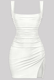 Naylea Slip Square Neck Mini Dress (Off White)