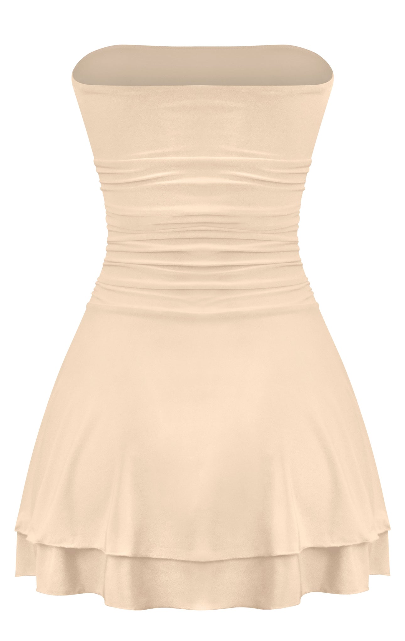 Naylea Ruffled Mini Dress (Taupe)