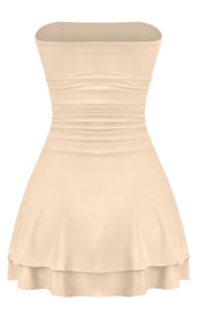 Naylea Ruffled Mini Dress (Taupe)