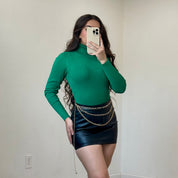 Lisa Ribbed Turtleneck Bodysuit (Green)