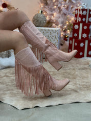 Ella Baila Sola Embellished Fringe Boots (Light Pink)