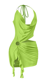 Naylea Cutout Ruffle Mini Dress (Lime)